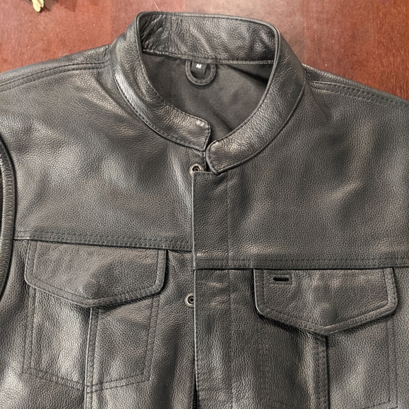 NWT STREET & STEEL CONCEALED CARRY LEATHER BIKER VEST - Picture 2 of 16